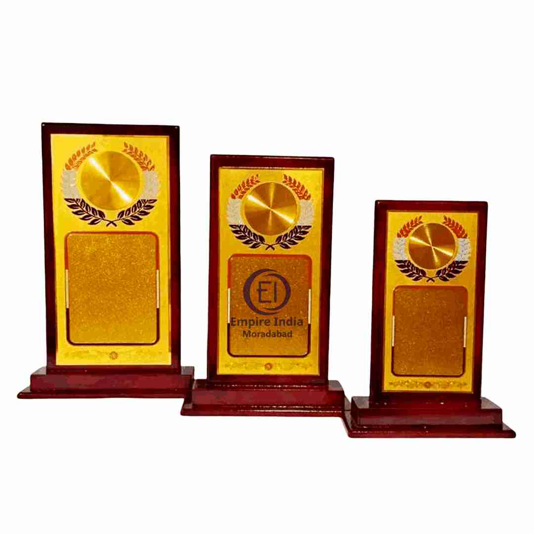Rectangular Wood MDF Trophy Set with Laurel Motif, Customizable Award Plaque, Empire India Moradabad image