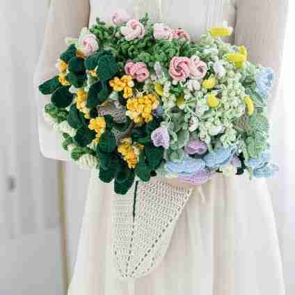 Crochet Woollen Wild Flower Bouquet Blanket 