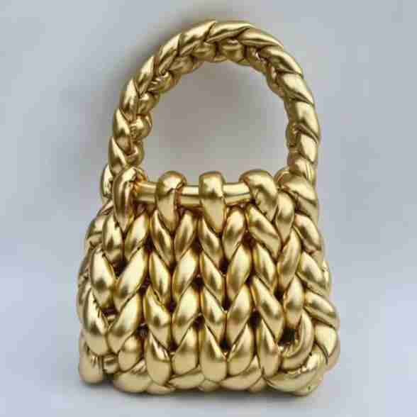 Metallic Jumbo Finger Knit Yarn Handbag